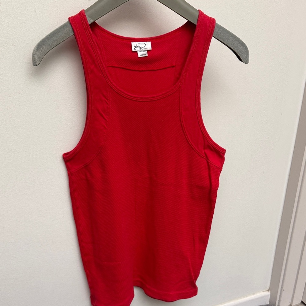 Vintage mens 2xist Vibrant Red Tank Top medium